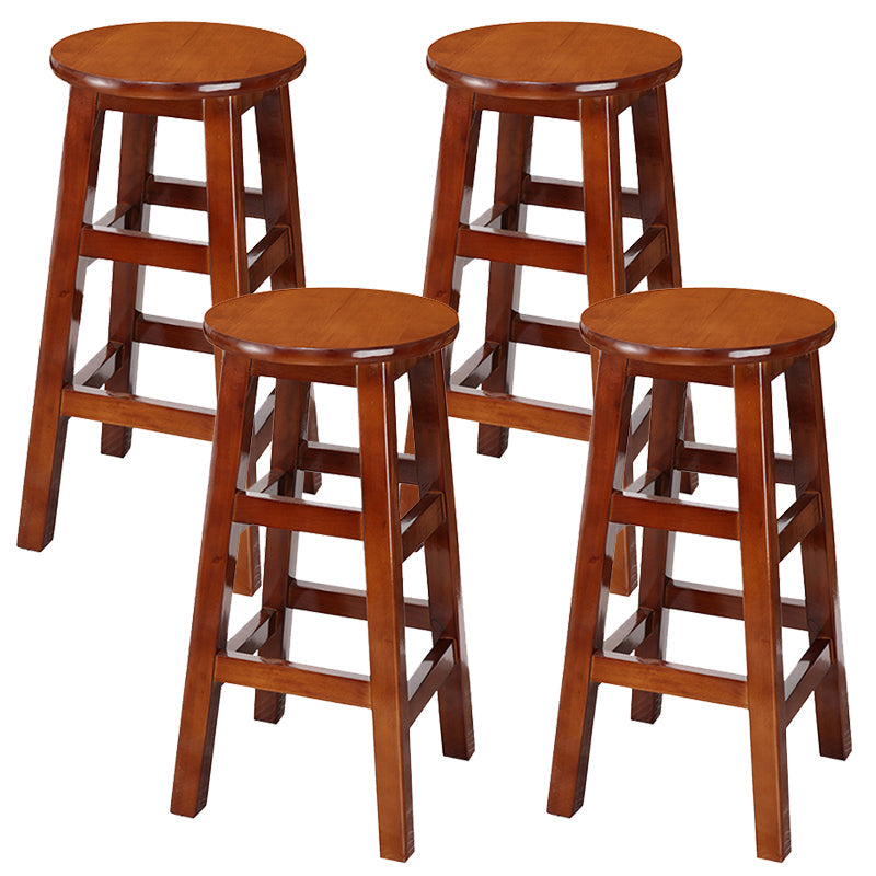 Silla alta redonda de madera maciza sin respaldo Silla de mostrador de madera industrial con 4 patas