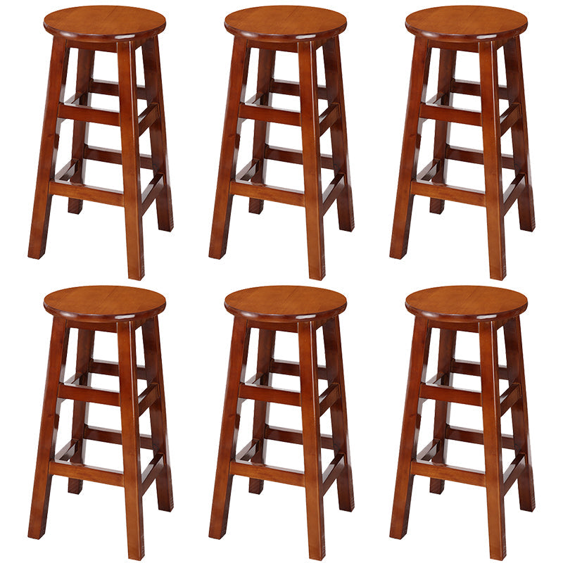 Silla alta redonda de madera maciza sin respaldo Silla de mostrador de madera industrial con 4 patas