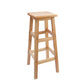 Industrial Wooden Counter Chair Square Backless Solid Wood Round High Chair with 4 Legs