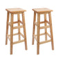 Industrial Wooden Counter Chair Square Backless Solid Wood Round High Chair with 4 Legs