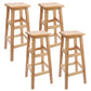 Industrial Wooden Counter Chair Square Backless Solid Wood Round High Chair with 4 Legs