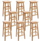 Industrial Wooden Counter Chair Square Backless Solid Wood Round High Chair with 4 Legs