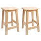 Industrial Wooden Counter Chair Square Backless Solid Wood Round High Chair with 4 Legs