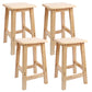 Industrial Wooden Counter Chair Square Backless Solid Wood Round High Chair with 4 Legs