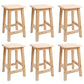 Industrial Wooden Counter Chair Square Backless Solid Wood Round High Chair with 4 Legs
