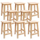 Industrial Wooden Counter Chair Square Backless Solid Wood Round High Chair with 4 Legs