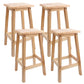 Industrial Wooden Counter Chair Square Backless Solid Wood Round High Chair with 4 Legs