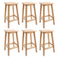 Industrial Wooden Counter Chair Square Backless Solid Wood Round High Chair with 4 Legs