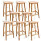 Industrial Wooden Counter Chair Square Backless Solid Wood Round High Chair with 4 Legs