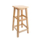 Industrial Wooden Counter Chair Square Backless Solid Wood Round High Chair with 4 Legs