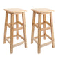 Industrial Wooden Counter Chair Square Backless Solid Wood Round High Chair with 4 Legs