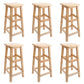 Industrial Wooden Counter Chair Square Backless Solid Wood Round High Chair with 4 Legs