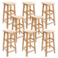 Industrial Wooden Counter Chair Square Backless Solid Wood Round High Chair with 4 Legs