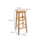 Industrial Wooden Counter Chair Square Backless Solid Wood Round High Chair with 4 Legs