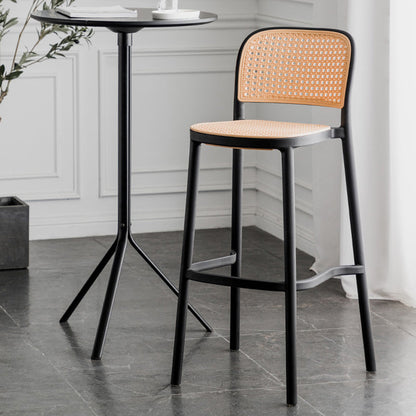 Nordic Backrest Counter Stool with Metal Base Plastic Armless Bar Chair