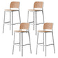 Nordic Backrest Counter Stool with Metal Base Plastic Armless Bar Chair