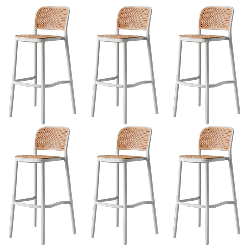 Nordic Backrest Counter Stool with Metal Base Plastic Armless Bar Chair