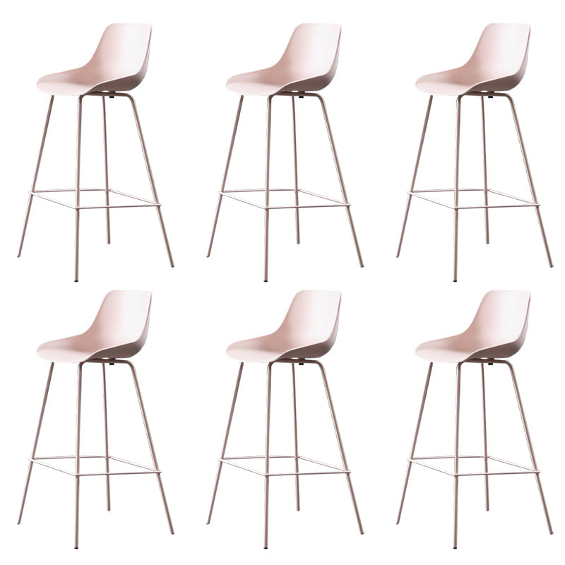 Contemporary Counter Height Stools Plastic Height Bar Stool for Living Room Pink 6 Piece Set Clearhalo 'Bar Furniture' 'Bar Stools' 'bar_stools' 'furn' 'furn_bar_stools' 'Furniture' 'Kitchen & Dining Furniture' 6317628
