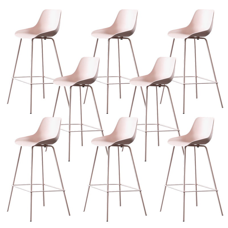 Contemporary Counter Height Stools Plastic Height Bar Stool for Living Room Pink 8 Piece Set Clearhalo 'Bar Furniture' 'Bar Stools' 'bar_stools' 'furn' 'furn_bar_stools' 'Furniture' 'Kitchen & Dining Furniture' 6317629