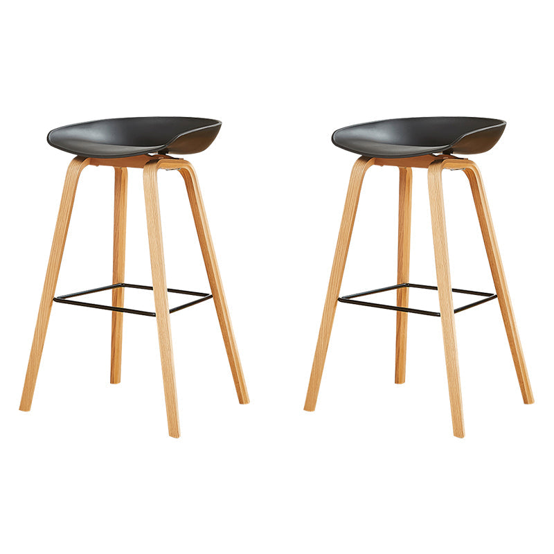 Chaise de bar de café en plastique de tabouret haut de comptoir sans bras de dossier nordique avec la base en bois