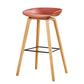 Chaise de bar de café en plastique de tabouret haut de comptoir sans bras de dossier nordique avec la base en bois