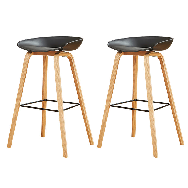 Chaise de bar de café en plastique de tabouret haut de comptoir sans bras de dossier nordique avec la base en bois