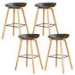 Chaise de bar de café en plastique de tabouret haut de comptoir sans bras de dossier nordique avec la base en bois
