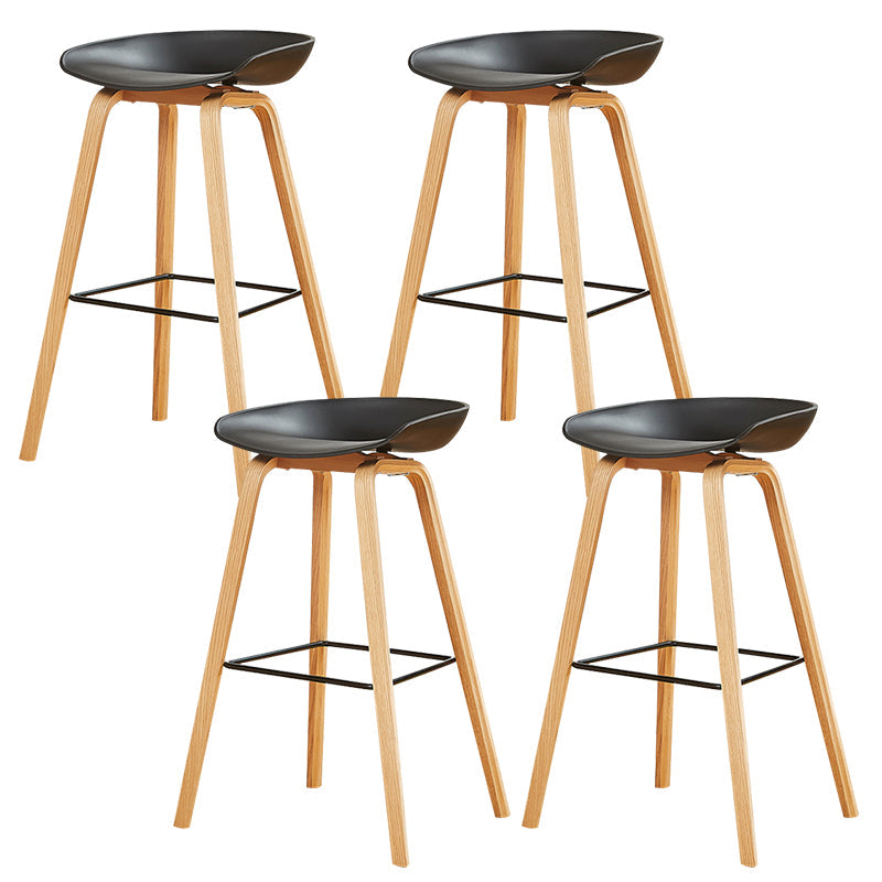 Chaise de bar de café en plastique de tabouret haut de comptoir sans bras de dossier nordique avec la base en bois