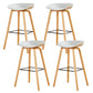 Chaise de bar de café en plastique de tabouret haut de comptoir sans bras de dossier nordique avec la base en bois
