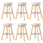 Chaise de bar de café en plastique de tabouret haut de comptoir sans bras de dossier nordique avec la base en bois