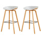 Chaise de bar de café en plastique de tabouret haut de comptoir sans bras de dossier nordique avec la base en bois