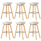 Chaise de bar de café en plastique de tabouret haut de comptoir sans bras de dossier nordique avec la base en bois