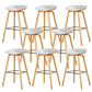 Chaise de bar de café en plastique de tabouret haut de comptoir sans bras de dossier nordique avec la base en bois