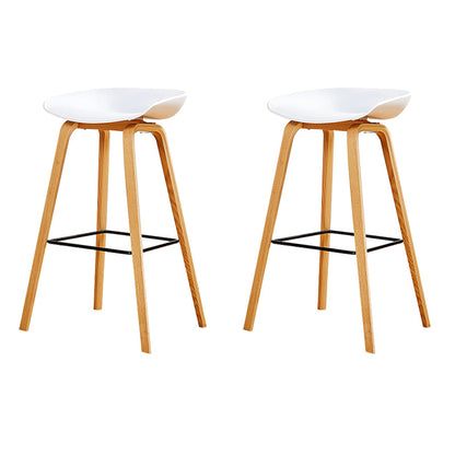 Chaise de bar de café en plastique de tabouret haut de comptoir sans bras de dossier nordique avec la base en bois