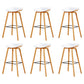Chaise de bar de café en plastique de tabouret haut de comptoir sans bras de dossier nordique avec la base en bois