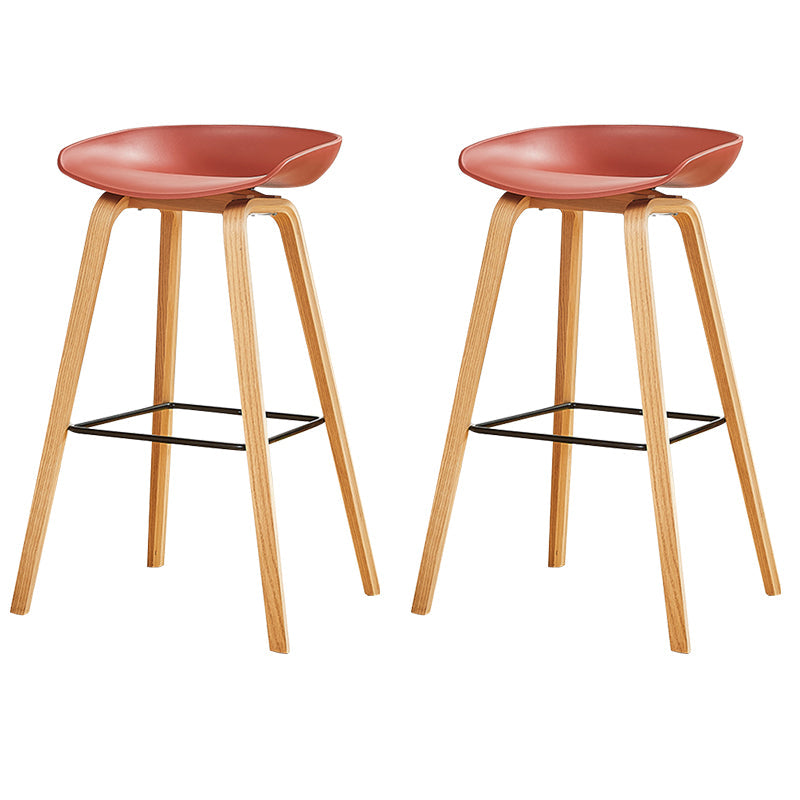 Chaise de bar de café en plastique de tabouret haut de comptoir sans bras de dossier nordique avec la base en bois