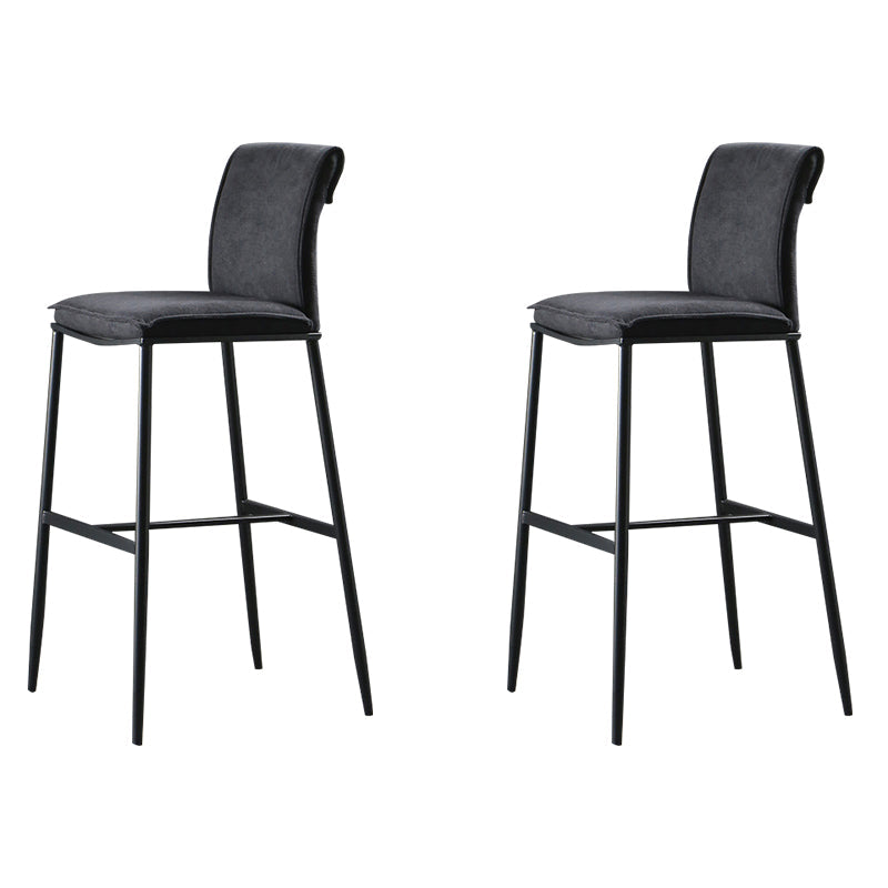 Contemporary Upholstered Counter Stool Low Back Bar Stool with Footrest Black 2 Piece Set Counter Stool(26"H) Clearhalo 'Bar Furniture' 'Bar Stools' 'bar_stools' 'furn' 'furn_bar_stools' 'Furniture' 'Kitchen & Dining Furniture' 6317961