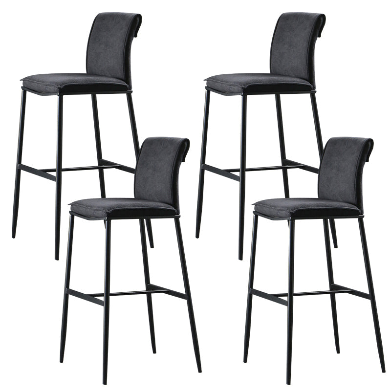 Contemporary Upholstered Counter Stool Low Back Bar Stool with Footrest Black 4 Piece Set Counter Stool(26"H) Clearhalo 'Bar Furniture' 'Bar Stools' 'bar_stools' 'furn' 'furn_bar_stools' 'Furniture' 'Kitchen & Dining Furniture' 6317962