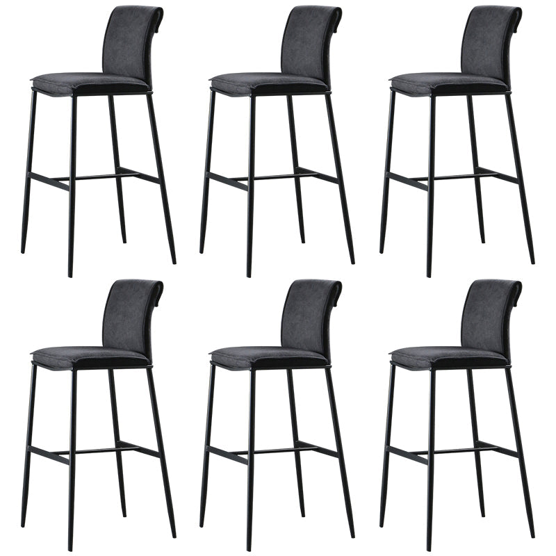 Contemporary Upholstered Counter Stool Low Back Bar Stool with Footrest Black 6 Piece Set Counter Stool(26"H) Clearhalo 'Bar Furniture' 'Bar Stools' 'bar_stools' 'furn' 'furn_bar_stools' 'Furniture' 'Kitchen & Dining Furniture' 6317965
