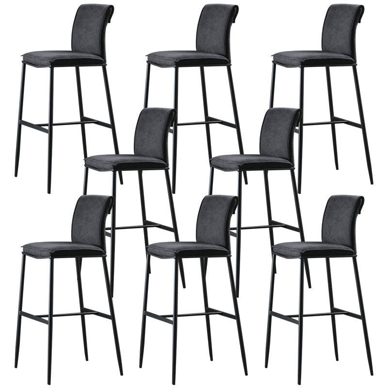 Contemporary Upholstered Counter Stool Low Back Bar Stool with Footrest Black 8 Piece Set Counter Stool(26"H) Clearhalo 'Bar Furniture' 'Bar Stools' 'bar_stools' 'furn' 'furn_bar_stools' 'Furniture' 'Kitchen & Dining Furniture' 6317967