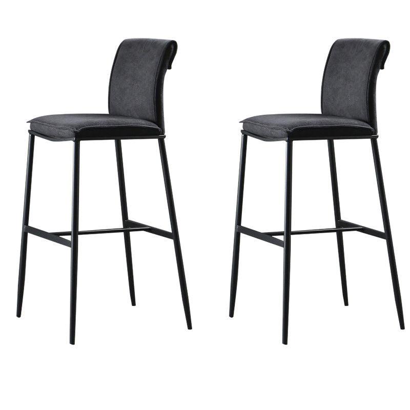 Contemporary Upholstered Counter Stool Low Back Bar Stool with Footrest Black 2 Piece Set Bar Stool(30"H) Clearhalo 'Bar Furniture' 'Bar Stools' 'bar_stools' 'furn' 'furn_bar_stools' 'Furniture' 'Kitchen & Dining Furniture' 6317970