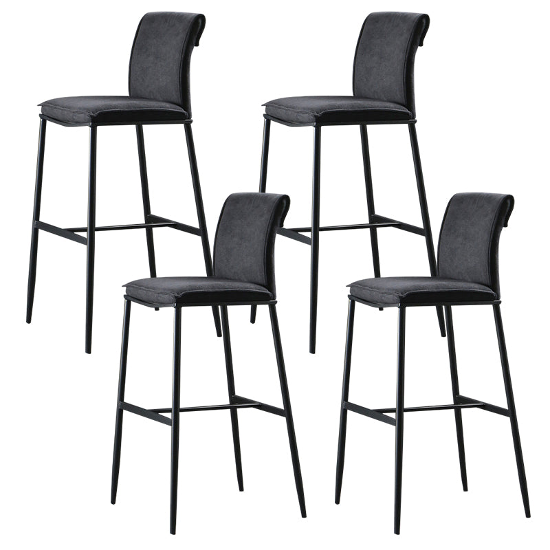 Contemporary Upholstered Counter Stool Low Back Bar Stool with Footrest Black 4 Piece Set Bar Stool(30"H) Clearhalo 'Bar Furniture' 'Bar Stools' 'bar_stools' 'furn' 'furn_bar_stools' 'Furniture' 'Kitchen & Dining Furniture' 6317971