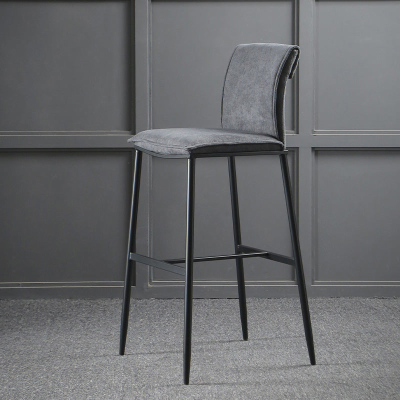 Contemporary Upholstered Counter Stool Low Back Bar Stool with Footrest Black 1 Piece Clearhalo 'Bar Furniture' 'Bar Stools' 'bar_stools' 'furn' 'furn_bar_stools' 'Furniture' 'Kitchen & Dining Furniture' 6317975