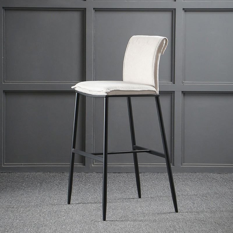 Contemporary Upholstered Counter Stool Low Back Bar Stool with Footrest Off-White 1 Piece Clearhalo 'Bar Furniture' 'Bar Stools' 'bar_stools' 'furn' 'furn_bar_stools' 'Furniture' 'Kitchen & Dining Furniture' 6317978
