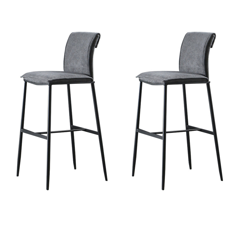 Contemporary Upholstered Counter Stool Low Back Bar Stool with Footrest Grey 2 Piece Set Counter Stool(26"H) Clearhalo 'Bar Furniture' 'Bar Stools' 'bar_stools' 'furn' 'furn_bar_stools' 'Furniture' 'Kitchen & Dining Furniture' 6317979