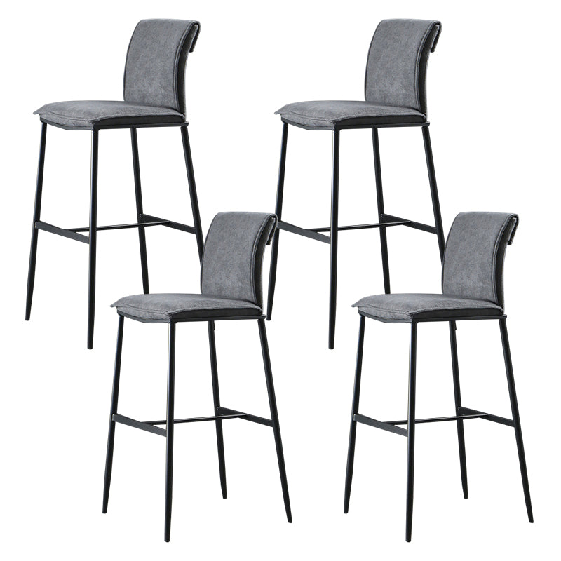 Contemporary Upholstered Counter Stool Low Back Bar Stool with Footrest Grey 4 Piece Set Counter Stool(26"H) Clearhalo 'Bar Furniture' 'Bar Stools' 'bar_stools' 'furn' 'furn_bar_stools' 'Furniture' 'Kitchen & Dining Furniture' 6317980