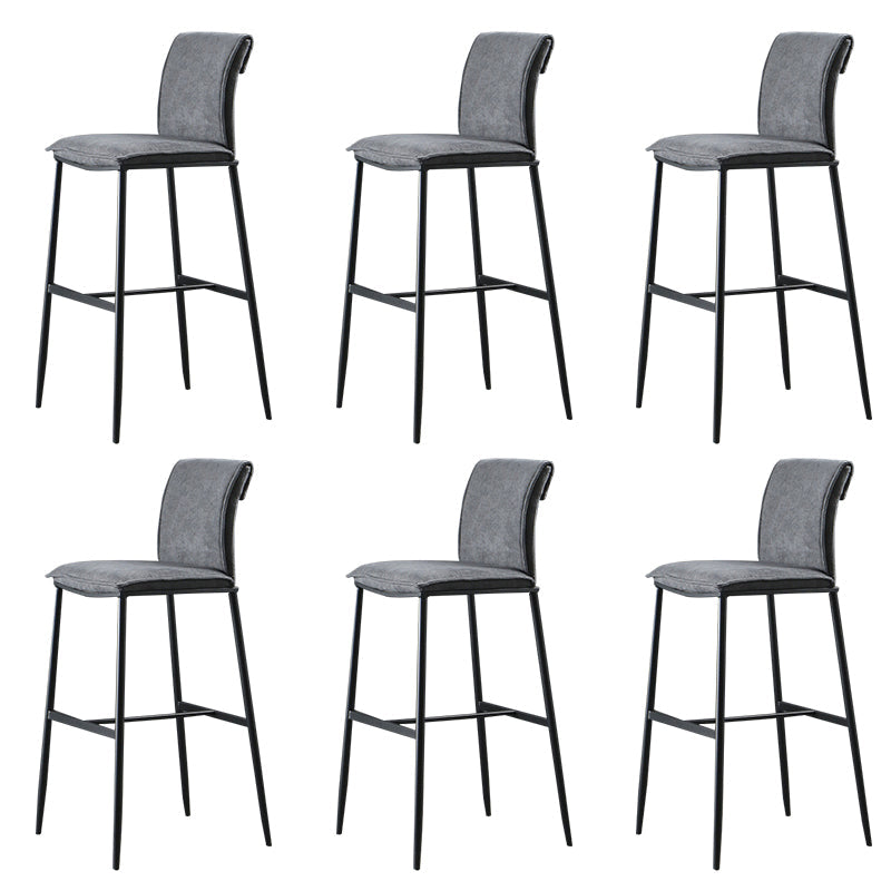 Contemporary Upholstered Counter Stool Low Back Bar Stool with Footrest Grey 6 Piece Set Counter Stool(26"H) Clearhalo 'Bar Furniture' 'Bar Stools' 'bar_stools' 'furn' 'furn_bar_stools' 'Furniture' 'Kitchen & Dining Furniture' 6317981