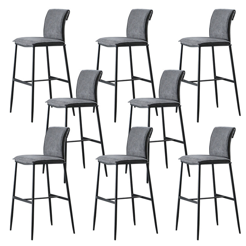 Contemporary Upholstered Counter Stool Low Back Bar Stool with Footrest Grey 8 Piece Set Counter Stool(26"H) Clearhalo 'Bar Furniture' 'Bar Stools' 'bar_stools' 'furn' 'furn_bar_stools' 'Furniture' 'Kitchen & Dining Furniture' 6317982