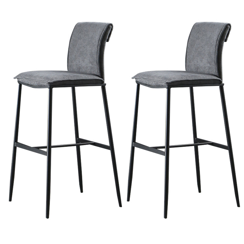 Contemporary Upholstered Counter Stool Low Back Bar Stool with Footrest Grey 2 Piece Set Bar Stool(30"H) Clearhalo 'Bar Furniture' 'Bar Stools' 'bar_stools' 'furn' 'furn_bar_stools' 'Furniture' 'Kitchen & Dining Furniture' 6317984