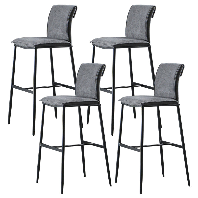Contemporary Upholstered Counter Stool Low Back Bar Stool with Footrest Grey 4 Piece Set Bar Stool(30"H) Clearhalo 'Bar Furniture' 'Bar Stools' 'bar_stools' 'furn' 'furn_bar_stools' 'Furniture' 'Kitchen & Dining Furniture' 6317985